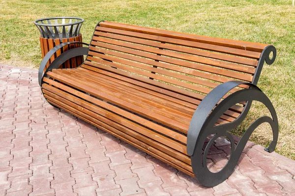 Wooden Bench Painted Nature Spring — Stock Photo, Image