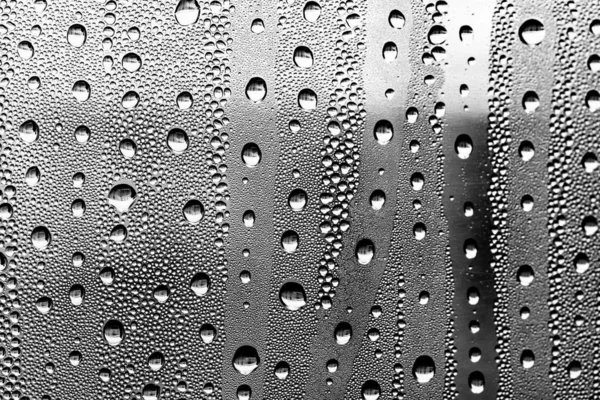 Gocce Pioggia Sul Vetro Sfondo Bianco Nero Texture Vetro Moda — Foto Stock