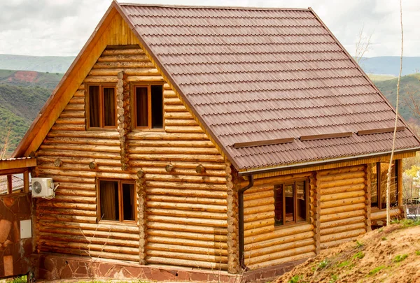 New Log House Cottage Nature Spring — Stock Photo, Image