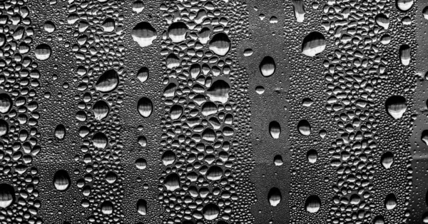 Gotas Lluvia Vidrio Fondo Blanco Negro Textura Vidrio Moda —  Fotos de Stock