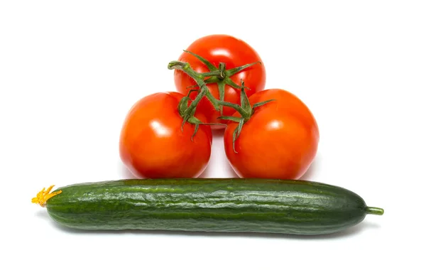 Tomat Gurka Lök Isolerad Vit Bakgrund — Stockfoto