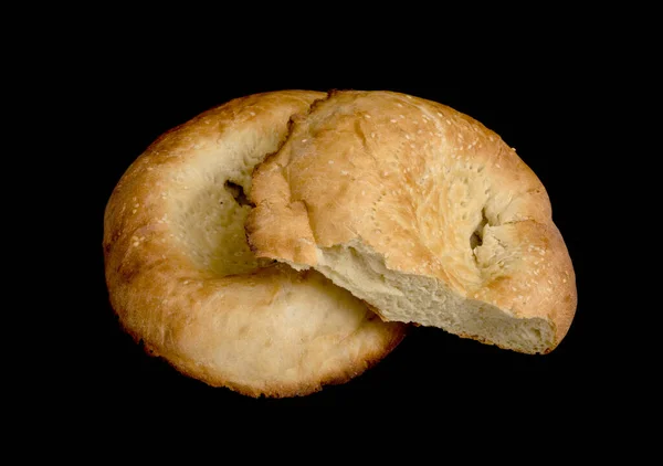 Pâine Rotundă Fundal Negru — Fotografie, imagine de stoc