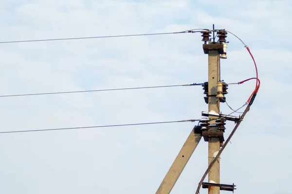 Electric Pole Lamp Wires Sky — Stock Photo, Image