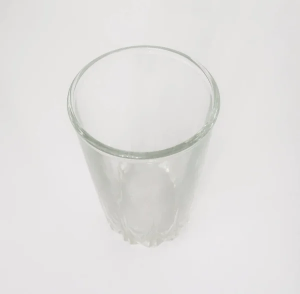 Empty Glass Cup White Background Top View — Stock Photo, Image