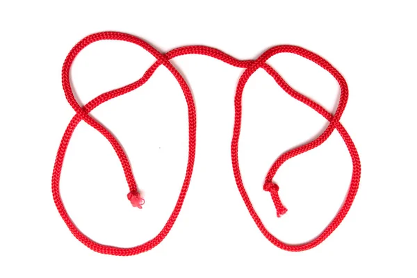 白色背景上隔离的红绳 — 图库照片