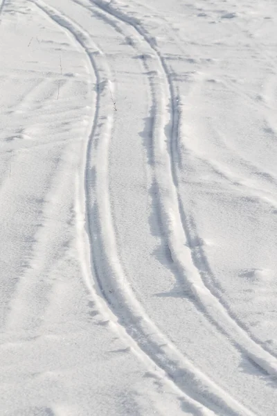 Szlak Samochodowy Śniegu Zimowa Przyroda — Zdjęcie stockowe