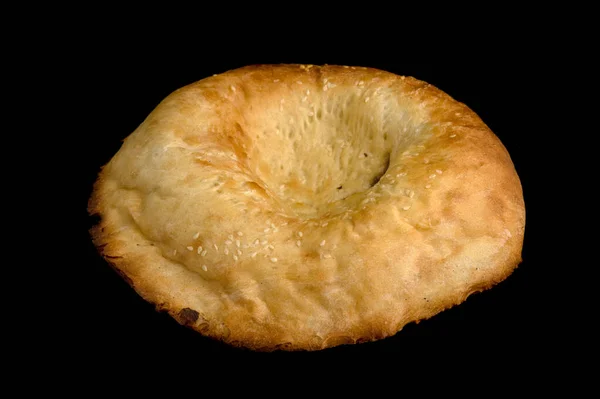 Στρογγυλό Ψωμί Pellet Μαύρο Φόντο — Φωτογραφία Αρχείου