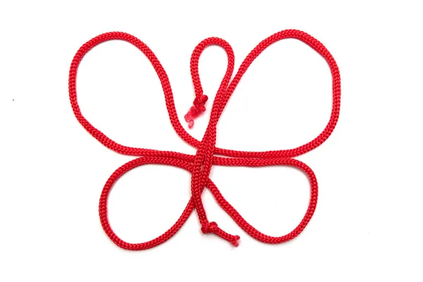 Красная Веревка Белом Фоне — стоковое фото