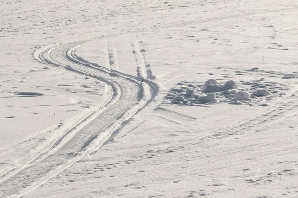 Car Trail Snow Winter Nature Stock Image