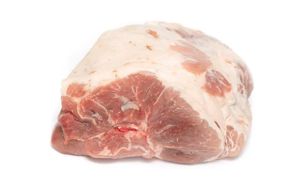 Een Stuk Varkensvlees Geïsoleerd Een Witte Achtergrond Koken — Stockfoto