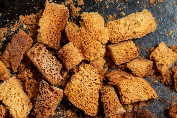 Galletas Pan Quemadas Textura Las Rebanadas Pan Centeno Seco Las — Foto de Stock