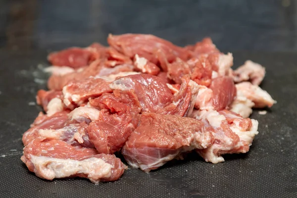 Vlees Kleine Stukjes Goulash Gebakken Vlees Voedsel — Stockfoto