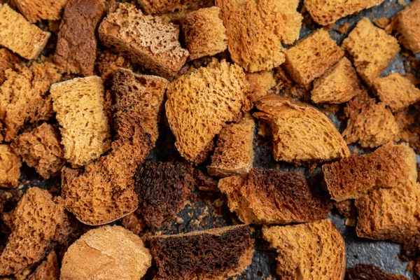 Spálené Chlebové Sušenky Struktura Plátků Suchého Žitného Chleba Sušenky Nebo — Stock fotografie
