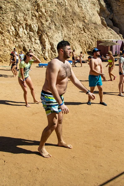 Sharm Sheikh Egypt February 2020 People Play Volleyball Beach Sea — Stock Photo, Image