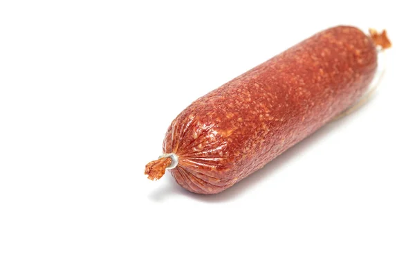 Saucisse Fumée Sur Fond Blanc Isolé Concept Nourriture Plat Viande — Photo