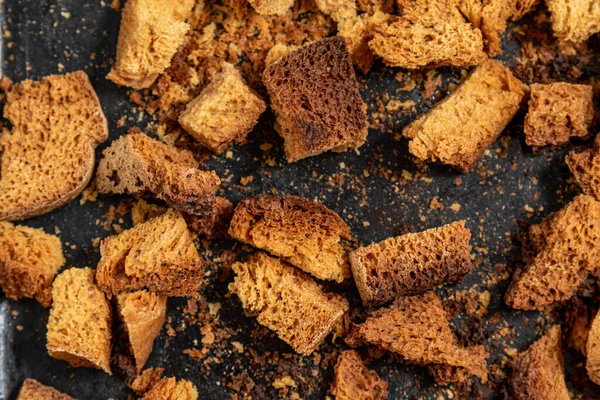 Burnt Bread Crackers Texture Slices Dry Rye Bread Crackers Rusks — Stock Photo, Image