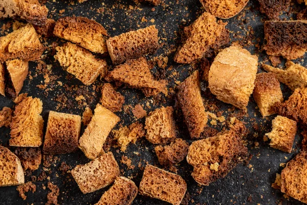 Burnt Bread Crackers Texture Slices Dry Rye Bread Crackers Rusks — Stock Photo, Image