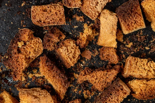 Burnt Bread Crackers Texture Slices Dry Rye Bread Crackers Rusks — Stock Photo, Image
