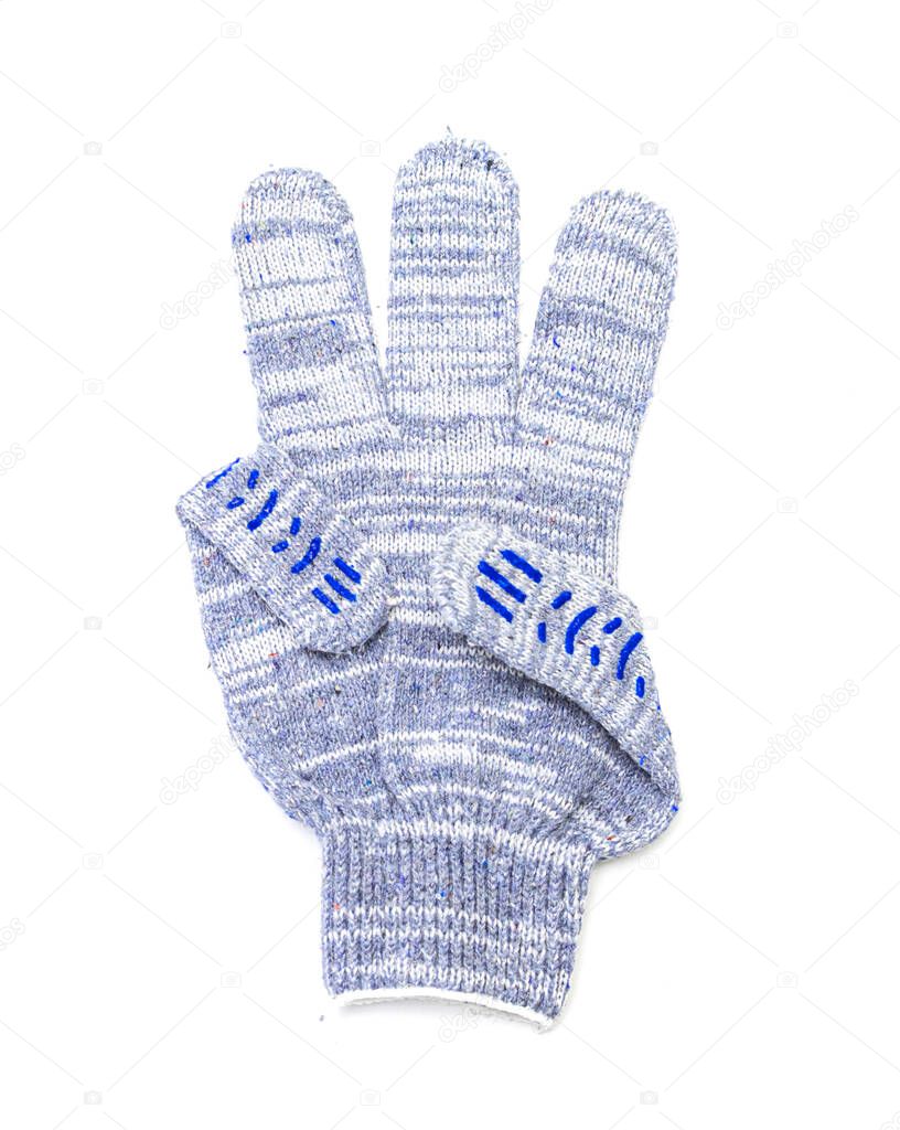 Working cloth gloves on a white background.