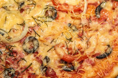 Bir dilim pizza yakın plan, yiyecek..