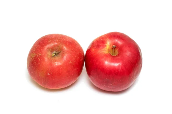 Pommes Rouges Jaunes Mûres Isolées Sur Fond Blanc Fruit — Photo