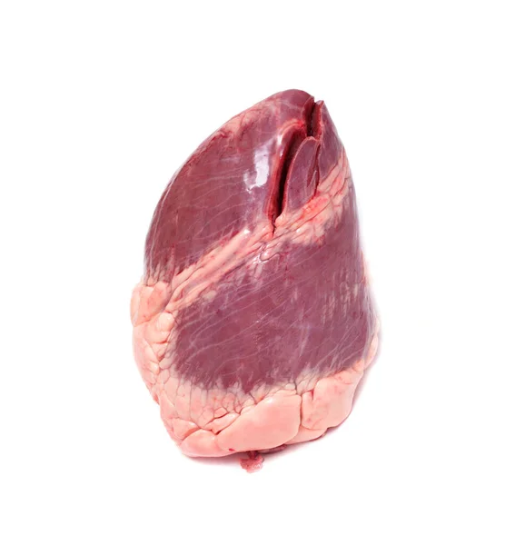 Carne Coração Isolado Fundo Branco — Fotografia de Stock