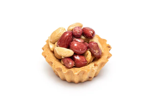 Galletas Con Cacahuetes Nueces Sobre Fondo Blanco — Foto de Stock