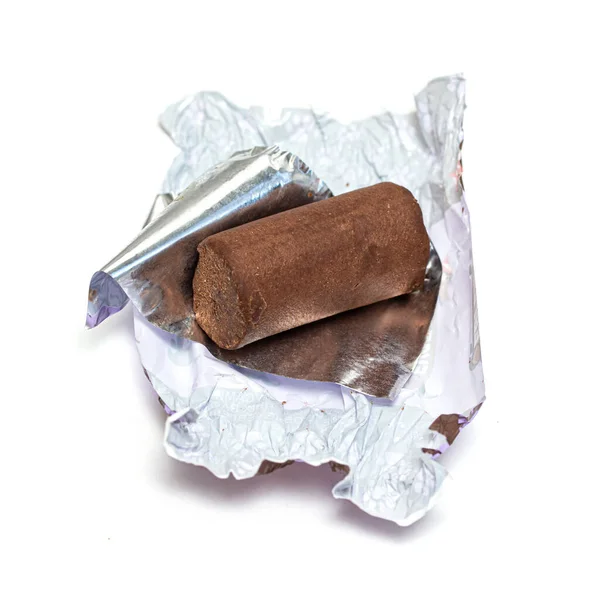 Barres Chocolatées Bonbons Sur Fond Blanc — Photo
