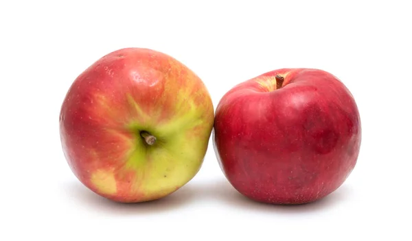 Mogna Röd Gula Äpplen Isolerade Vit Bakgrund Frukten — Stockfoto