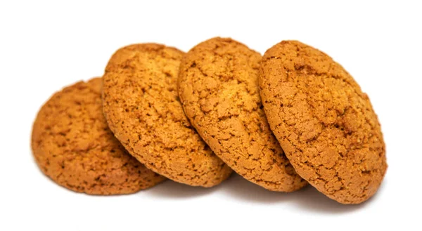 Galletas Redondas Avena Sobre Fondo Blanco Alimentos Nutritivos Asociados Con — Foto de Stock