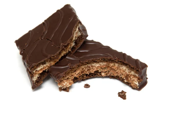 Шоколадное Печенье Вафли Белом Фоне — стоковое фото
