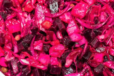 Doku, pancar salatası sirke, arka plan olarak yiyecek..