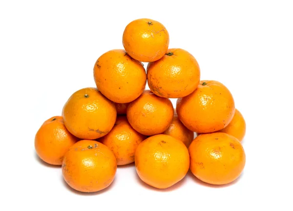 Tangerinas Maduras Isoladas Num Fundo Branco Citrinos Maduros — Fotografia de Stock