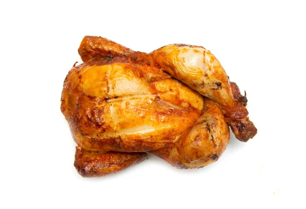 Hela Stekt Kyckling Isolerad Vit Bakgrund — Stockfoto