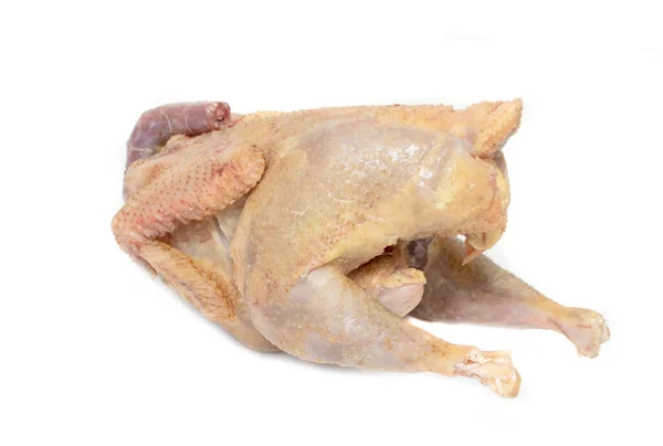 Carcasa Pollo Crudo Aislada Sobre Fondo Blanco — Foto de Stock