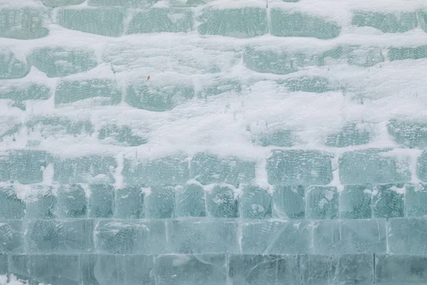 Textura Fundo Parede Tijolos Gelo Neve — Fotografia de Stock