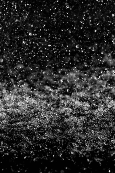 Water Splashes White Bokeh Blurred Background Out Focus Dark Background — Stock Photo, Image