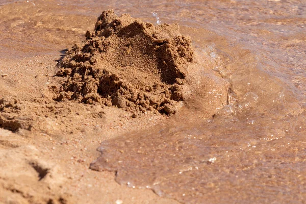 Mit Sand Spielen Und Ufer Eine Sandburg Bauen Sandburg Auf — Stockfoto