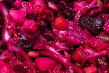 Doku, pancar salatası sirke, arka plan olarak yiyecek..