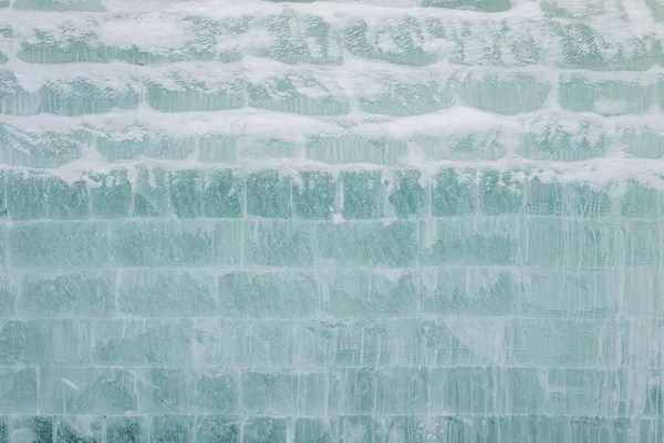 Textur Bakgrund Vägg Tegel Snön — Stockfoto