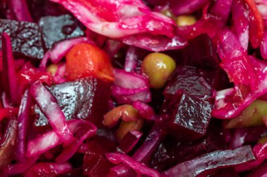 Doku, pancar salatası sirke, arka plan olarak yiyecek..