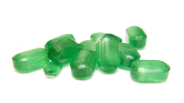 Pillole Verdi Caramelle Caramelle Isolate Sfondo Bianco — Foto Stock