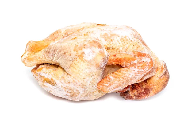 Fryst Kyckling Slaktkropp Kalkon Vit Bakgrund — Stockfoto