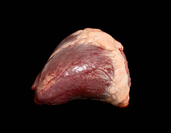 Corazón Carne Está Aislado Sobre Fondo Negro —  Fotos de Stock