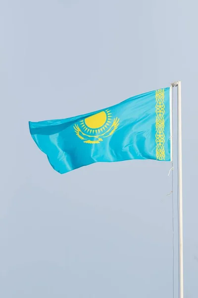 Flag Kazakhstan Blue Sky — Stock Photo, Image
