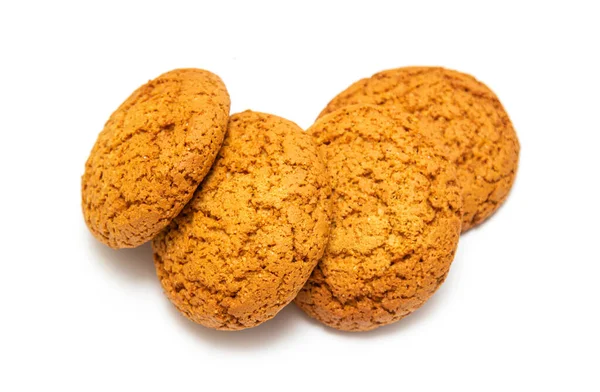 Runda Havregryn Cookies Vit Bakgrund Näringsrika Livsmedel Samband Med Protein — Stockfoto