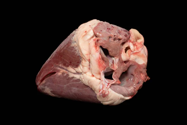 Сердце Мяса Изолировано Черном Фоне — стоковое фото