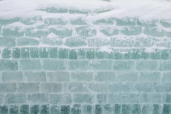 Textur Bakgrund Vägg Tegel Snön — Stockfoto