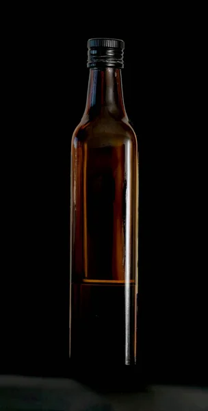 Glass Bottle Isolated Black Background — Stock Photo, Image