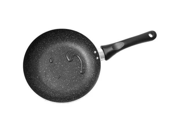 Frying Pan Drops Water Isolated White Background Stock Image